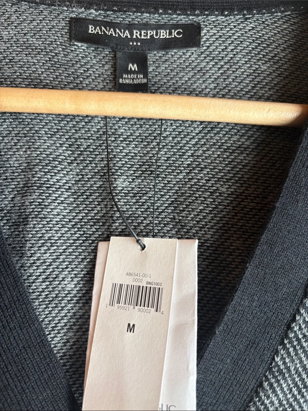 Banana Republic Men's Black & Gray V-Neck Button Cardigan